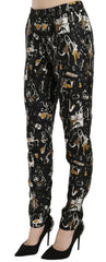 Dolce & Gabbana Black Jazz Club Print High Waist Tapered Pants -   -  Dolce & Gabbana.