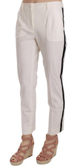 Dolce & Gabbana White Side Stripe Wool Tapered Trouser Pants -   -  Dolce & Gabbana.