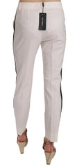 Dolce & Gabbana White Side Stripe Wool Tapered Trouser Pants -   -  Dolce & Gabbana.