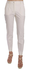 Dolce & Gabbana White Side Stripe Wool Tapered Trouser Pants -   -  Dolce & Gabbana.