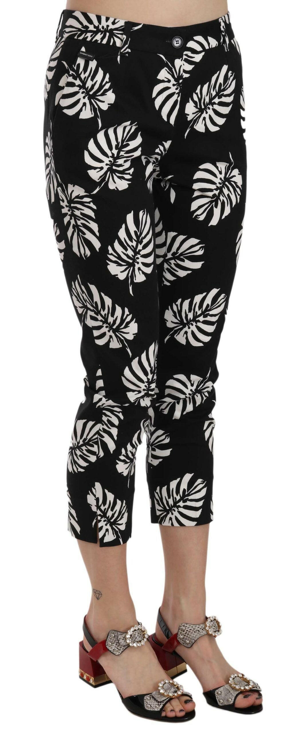 Dolce & Gabbana Black Palm Leaf Print Skinny Pants -   -  Dolce & Gabbana.