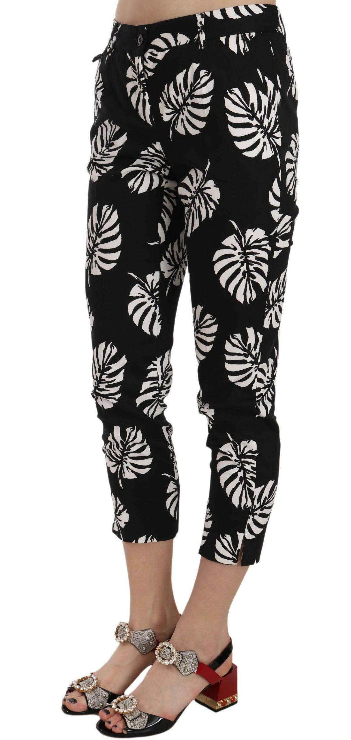 Dolce & Gabbana Black Palm Leaf Print Skinny Pants -   -  Dolce & Gabbana.
