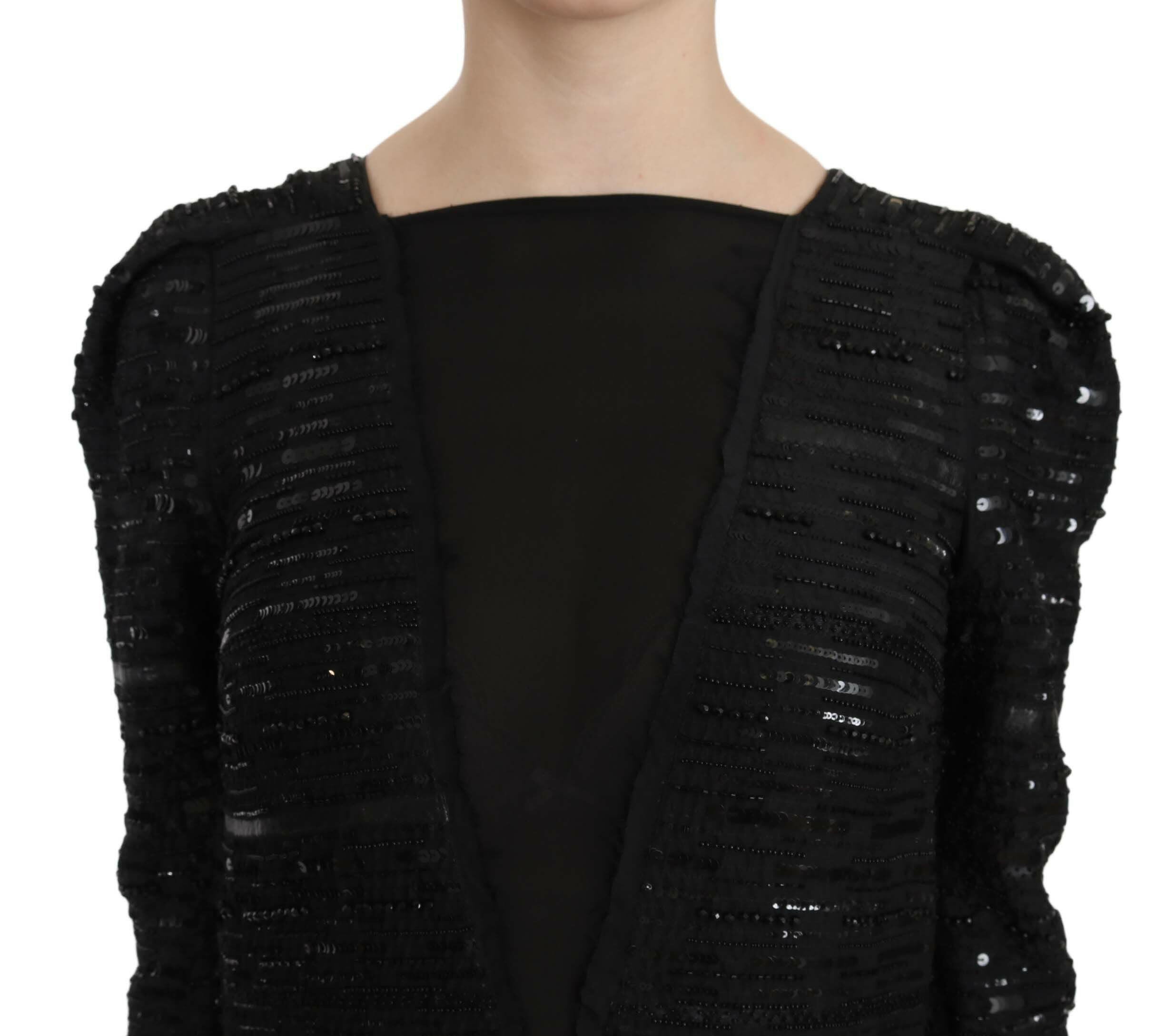 John Richmond Black Silk Full Length Sequined Gown Dress -   -  John Richmond.