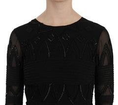 John Richmond Black Silk Sequined Mini Shift Gown -   -  John Richmond.