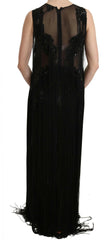 John Richmond Black Silk Beaded Sequined Sheer Dress -   -  John Richmond.