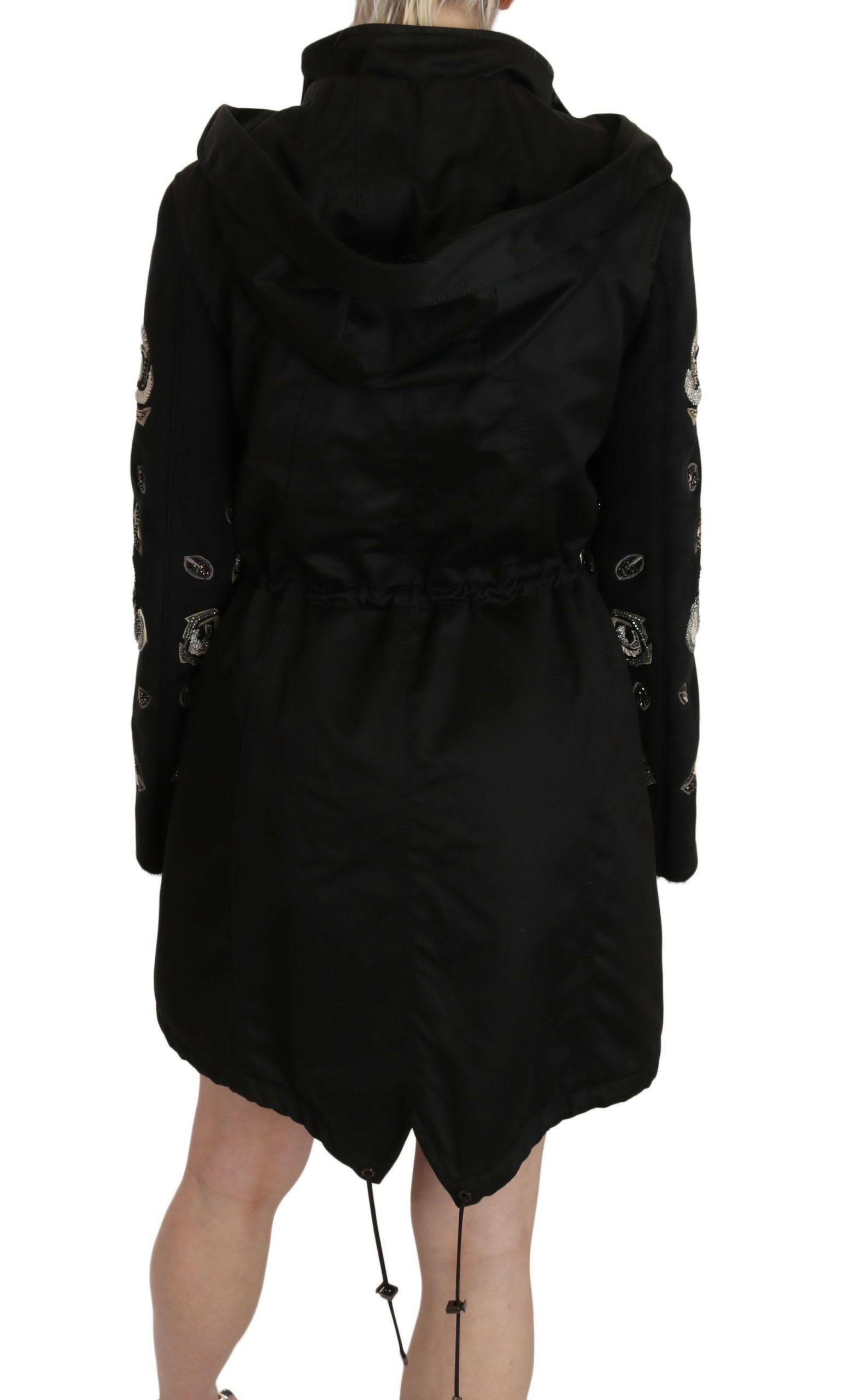 John Richmond Floral Sequined Beaded Hooded Jacket Coat -   -  John Richmond.
