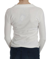 BYBLOS White V-neck Long Sleeve Cropped Cardigan Tops Sweater -   -  BYBLOS.
