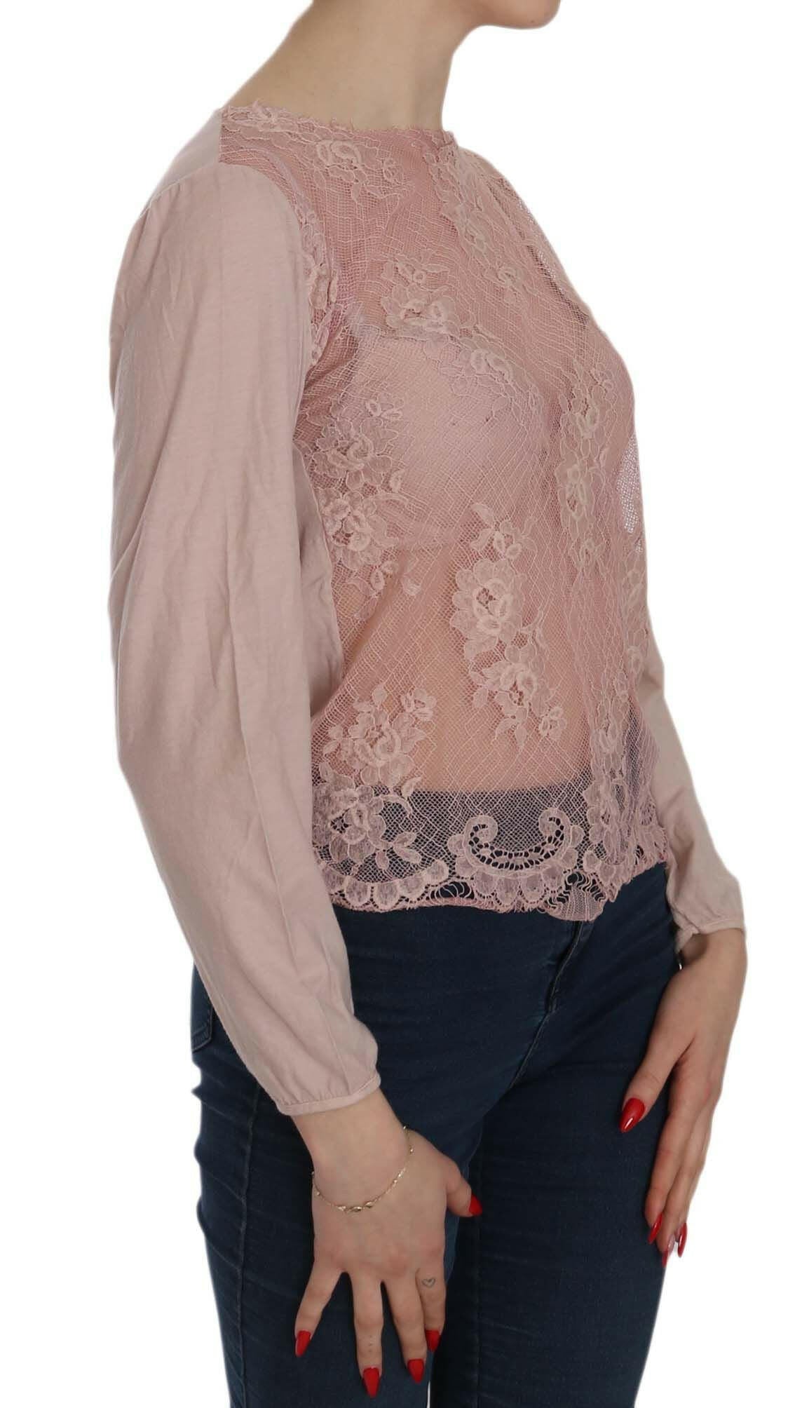 PINK MEMORIES Pink Lace See Through Long Sleeve Blouse -   -  PINK MEMORIES.