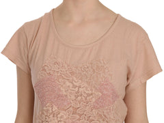PINK MEMORIES Pink Cream Lace Short Sleeve Shirt Top Cotton Blouse -   -  PINK MEMORIES.