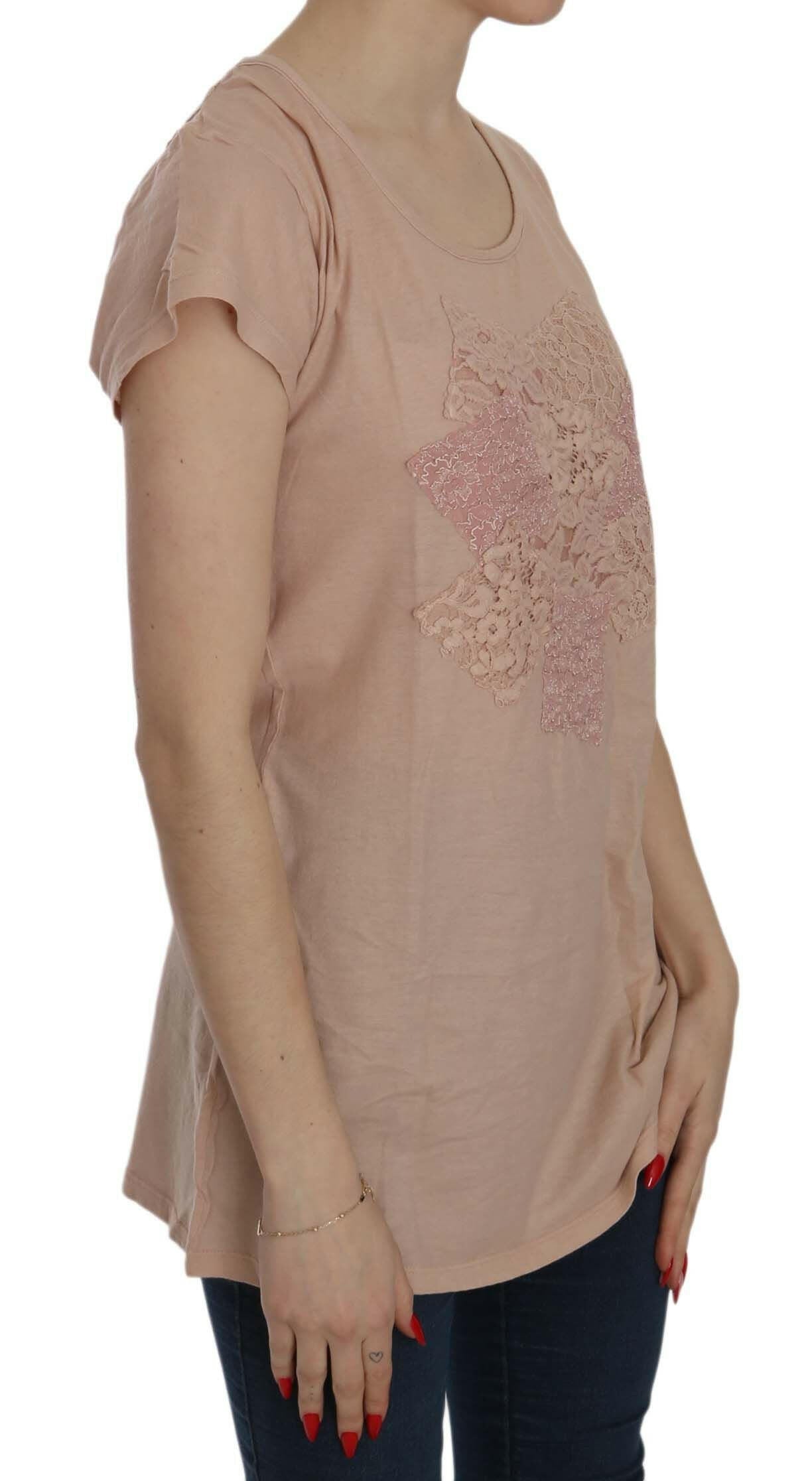 PINK MEMORIES Pink Cream Lace Short Sleeve Shirt Top Cotton Blouse -   -  PINK MEMORIES.