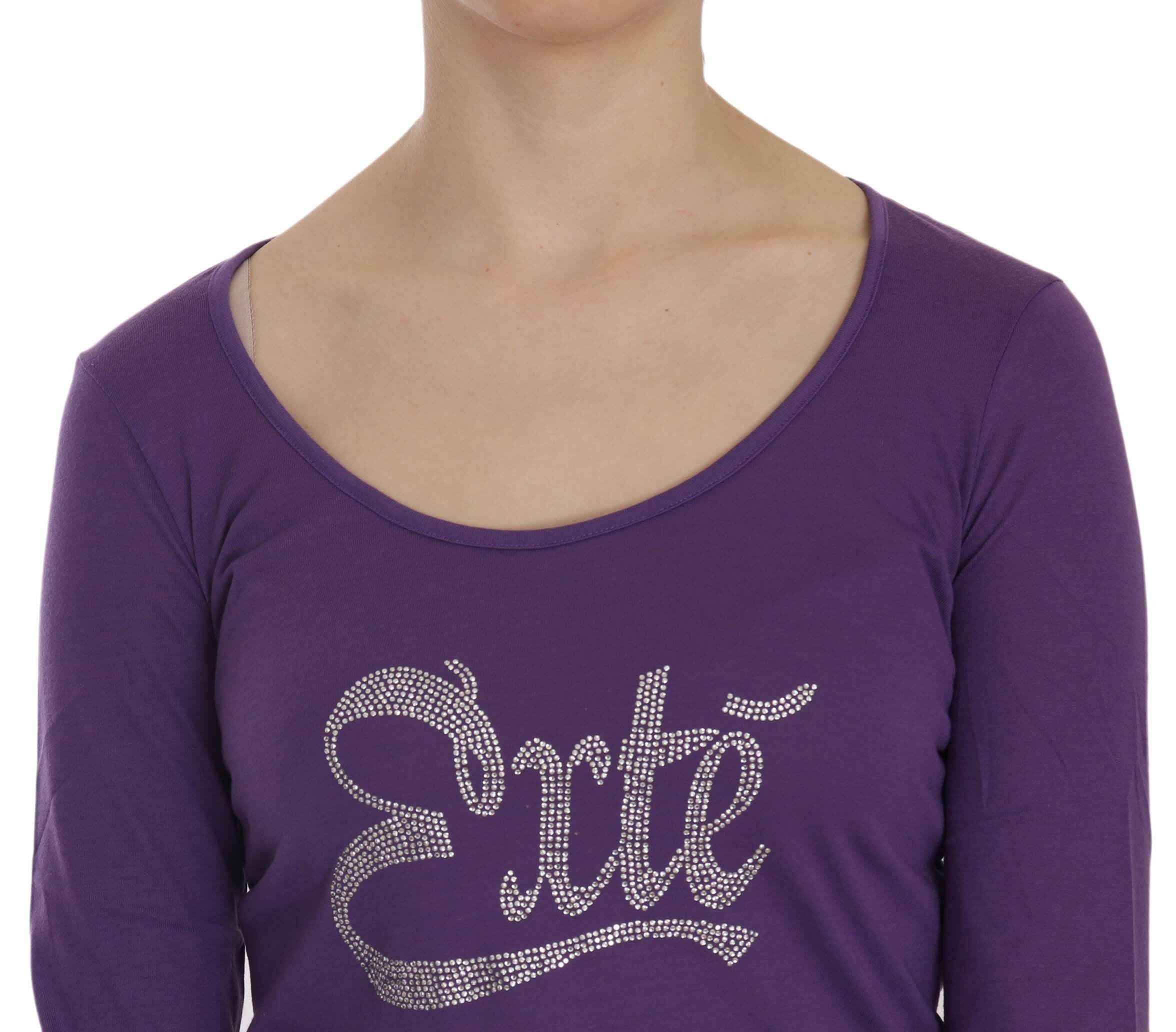 Exte Purple Crystal Embellished Long Sleeve Casual Top -   -  Exte.