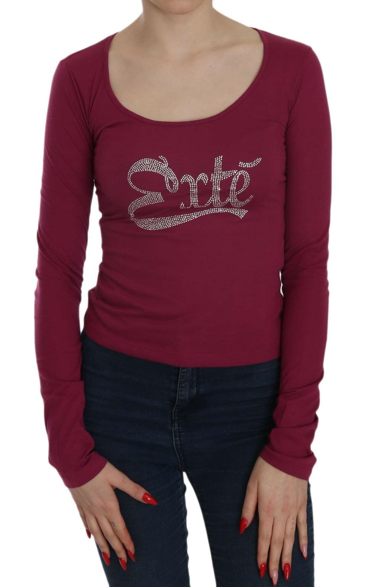 Exte Crystal Embellished Long Sleeve Casual Top -   -  Exte.