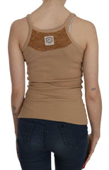 PINK MEMORIES Beige Sleeveless Spaghetti Strap Tank Blouse -   -  PINK MEMORIES.