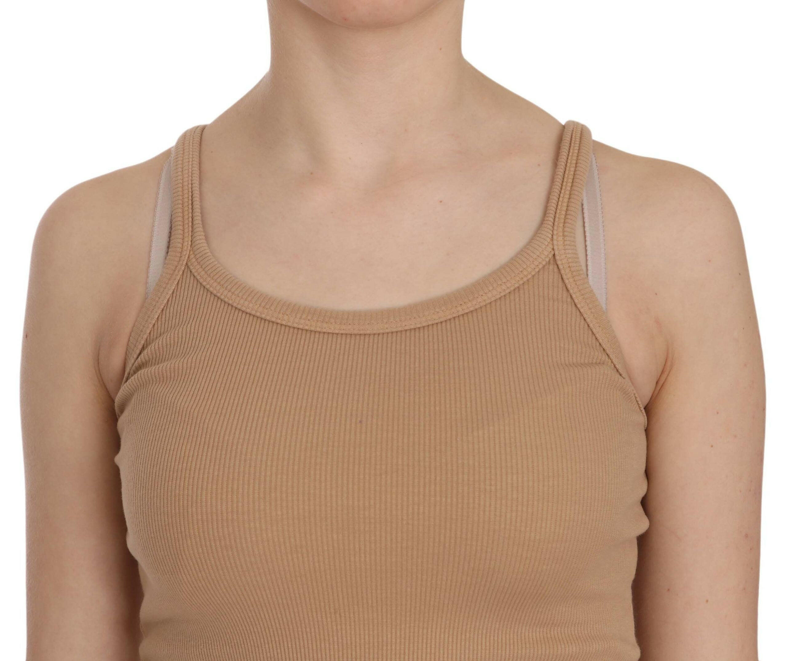 PINK MEMORIES Beige Sleeveless Spaghetti Strap Tank Blouse -   -  PINK MEMORIES.