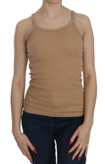 PINK MEMORIES Beige Sleeveless Spaghetti Strap Tank Blouse -   -  PINK MEMORIES.