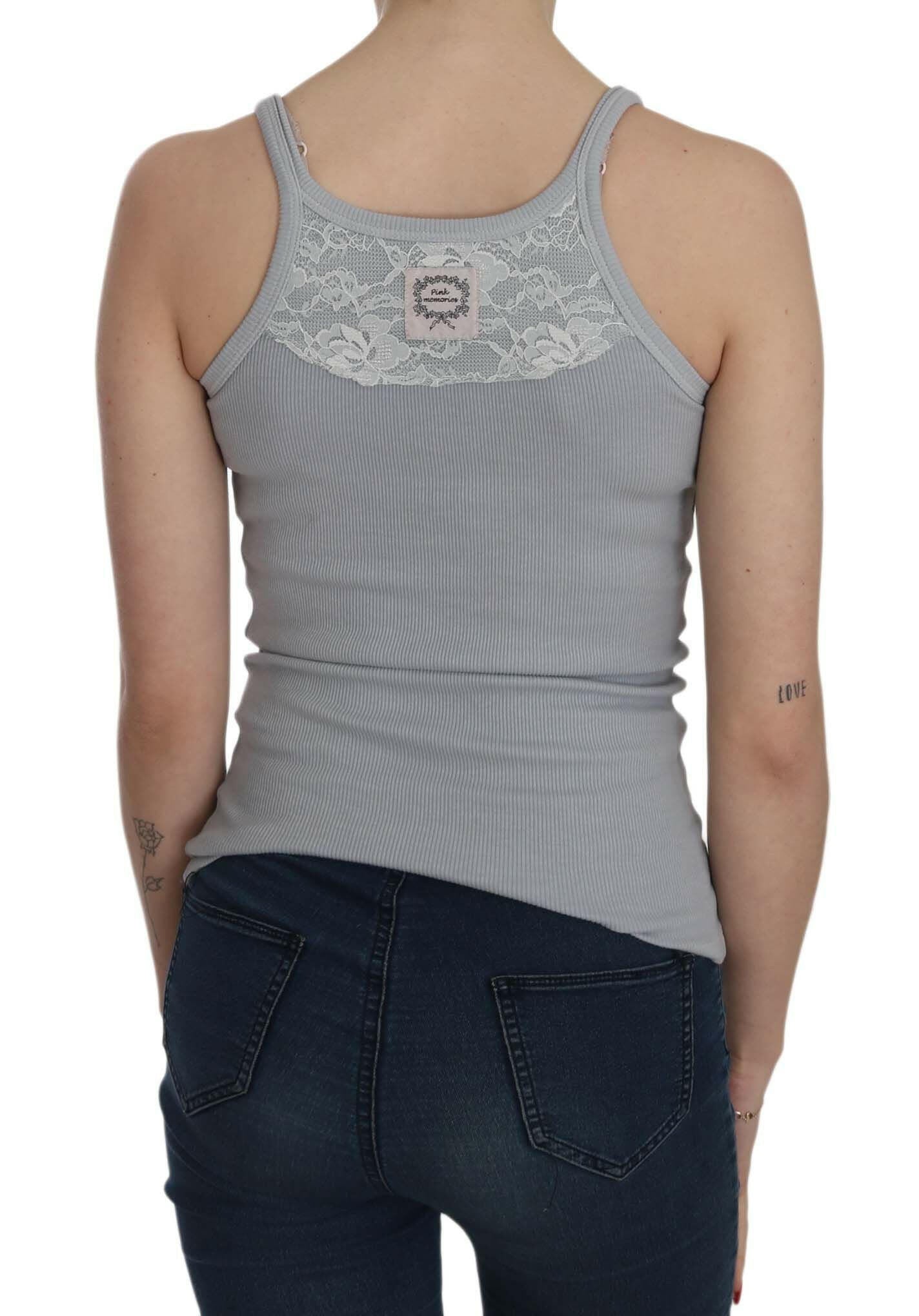 PINK MEMORIES Light Grey Sleeveless Spaghetti Strap Blouse -   -  PINK MEMORIES.