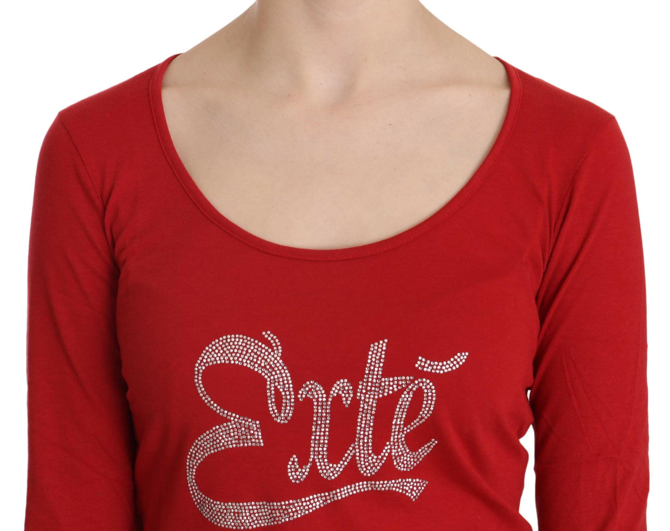 Exte Red Crystal Embellished Long Sleeve Blouse -   -  Exte.
