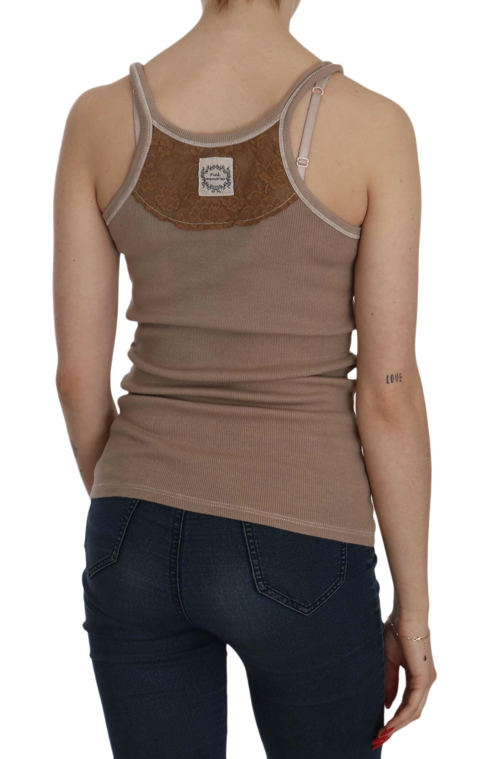 PINK MEMORIES Brown Sleeveless Spaghetti Strap Tank Blouse -   -  PINK MEMORIES.