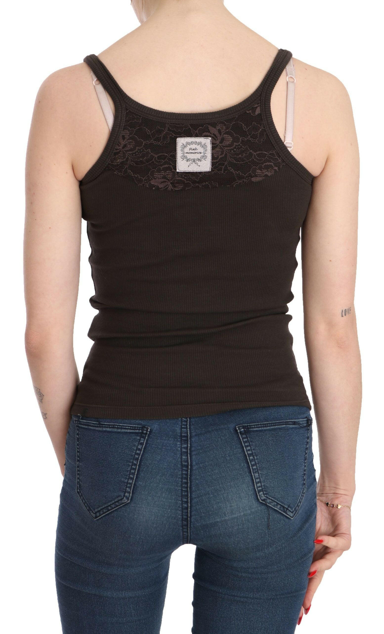 PINK MEMORIES Dark Brown Sleeveless Spaghetti Strap Blouse -   -  PINK MEMORIES.