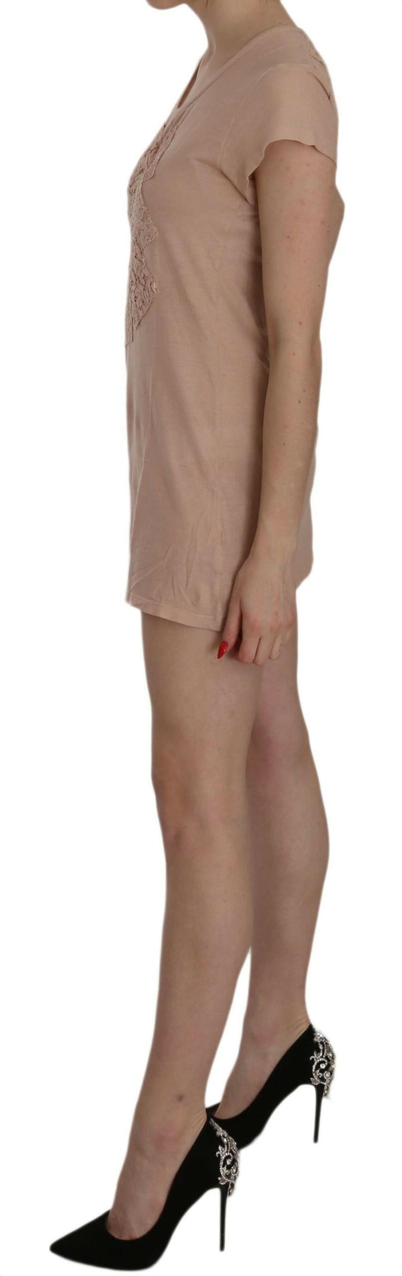 PINK MEMORIES Pink Lace Short Sleeve Shift Mini Dress -   -  PINK MEMORIES.