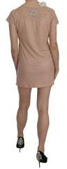 PINK MEMORIES Pink Lace Short Sleeve Shift Mini Dress -   -  PINK MEMORIES.