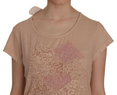PINK MEMORIES Pink Lace Short Sleeve Shift Mini Dress -   -  PINK MEMORIES.