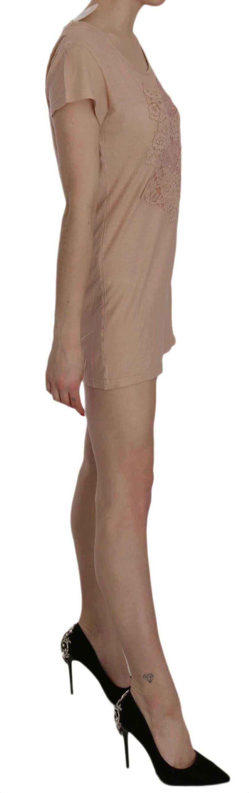 PINK MEMORIES Pink Lace Short Sleeve Shift Mini Dress -   -  PINK MEMORIES.