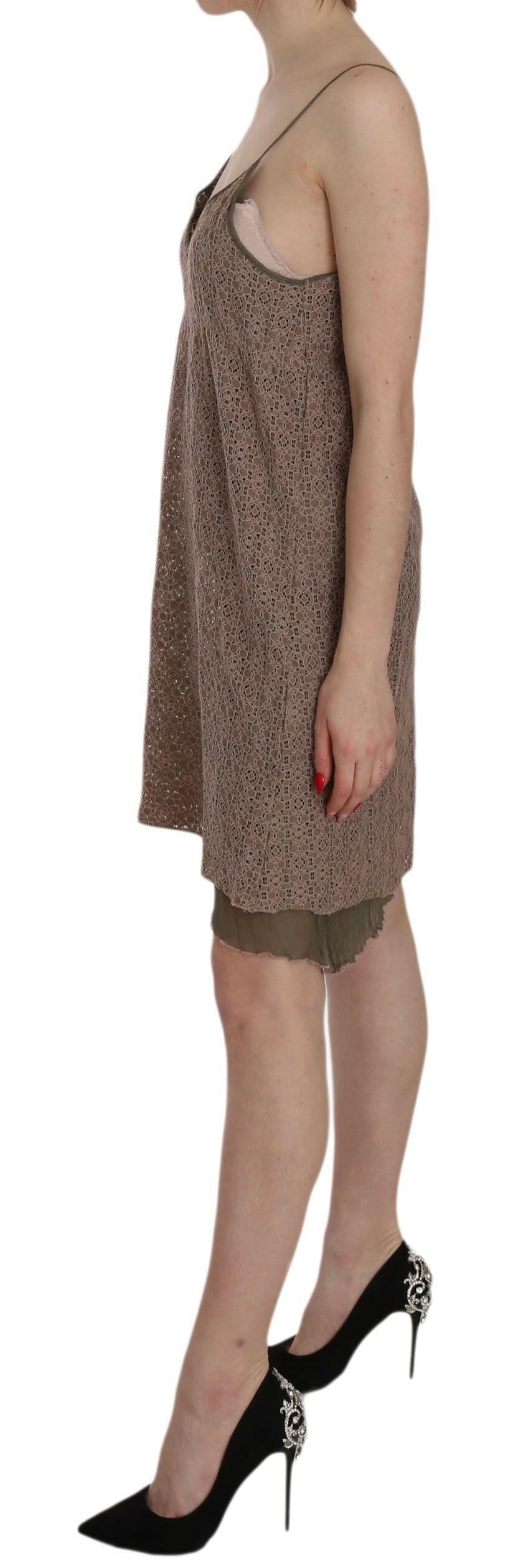 PINK MEMORIES Cotton Green Spaghetti Strap A-line Mini Dress -   -  PINK MEMORIES.