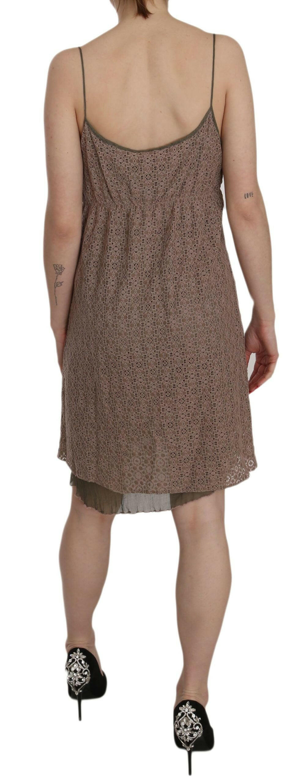 PINK MEMORIES Cotton Green Spaghetti Strap A-line Mini Dress -   -  PINK MEMORIES.
