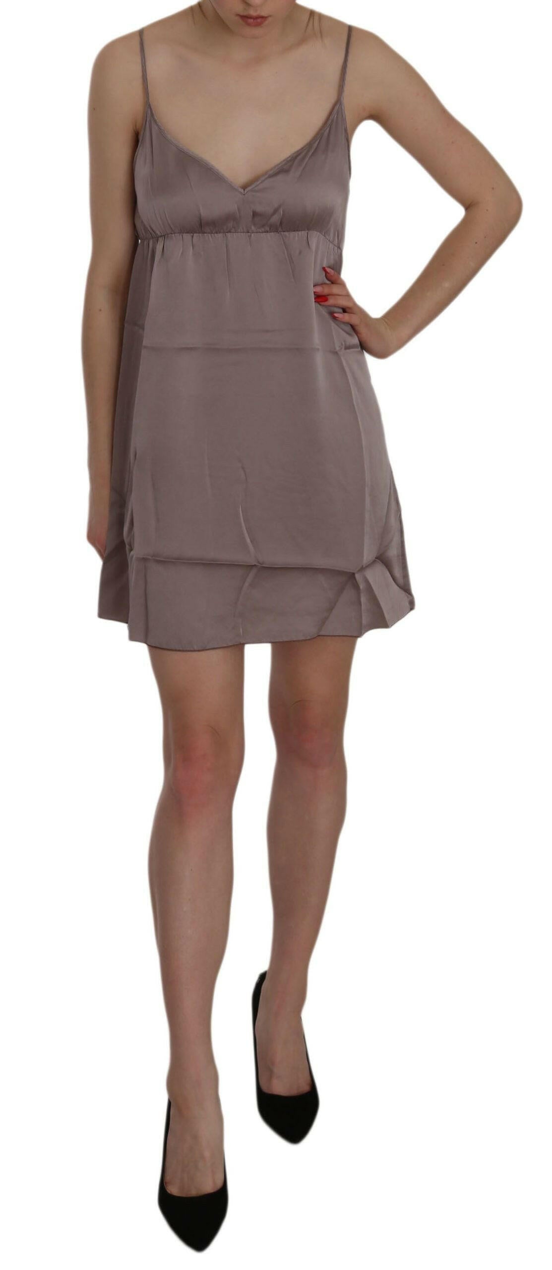 PINK MEMORIES Purple Spaghetti A-line Mini Silk Dress -   -  PINK MEMORIES.