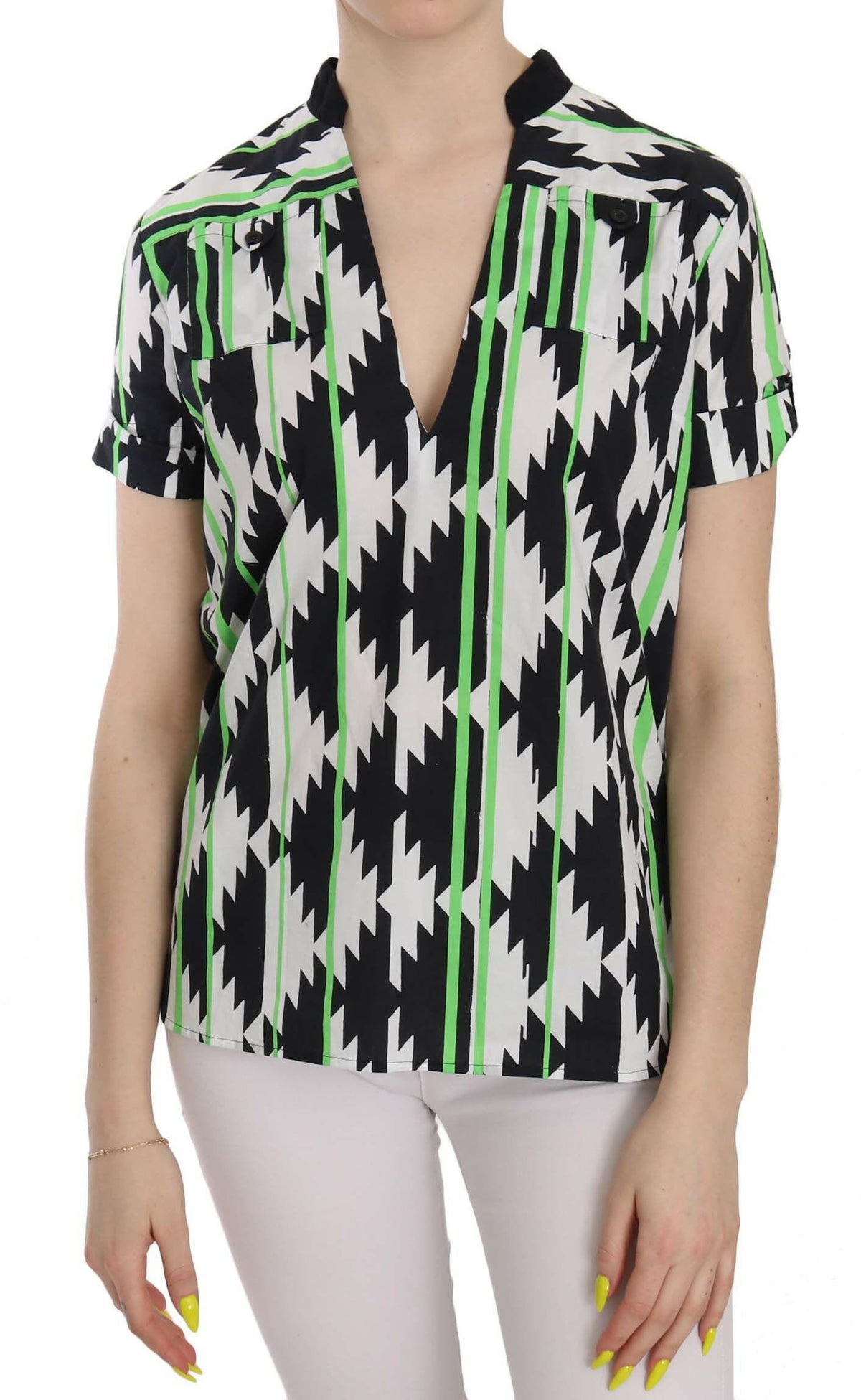 Costume National Multi Color Plunging Top Blouse -   -  Costume National.