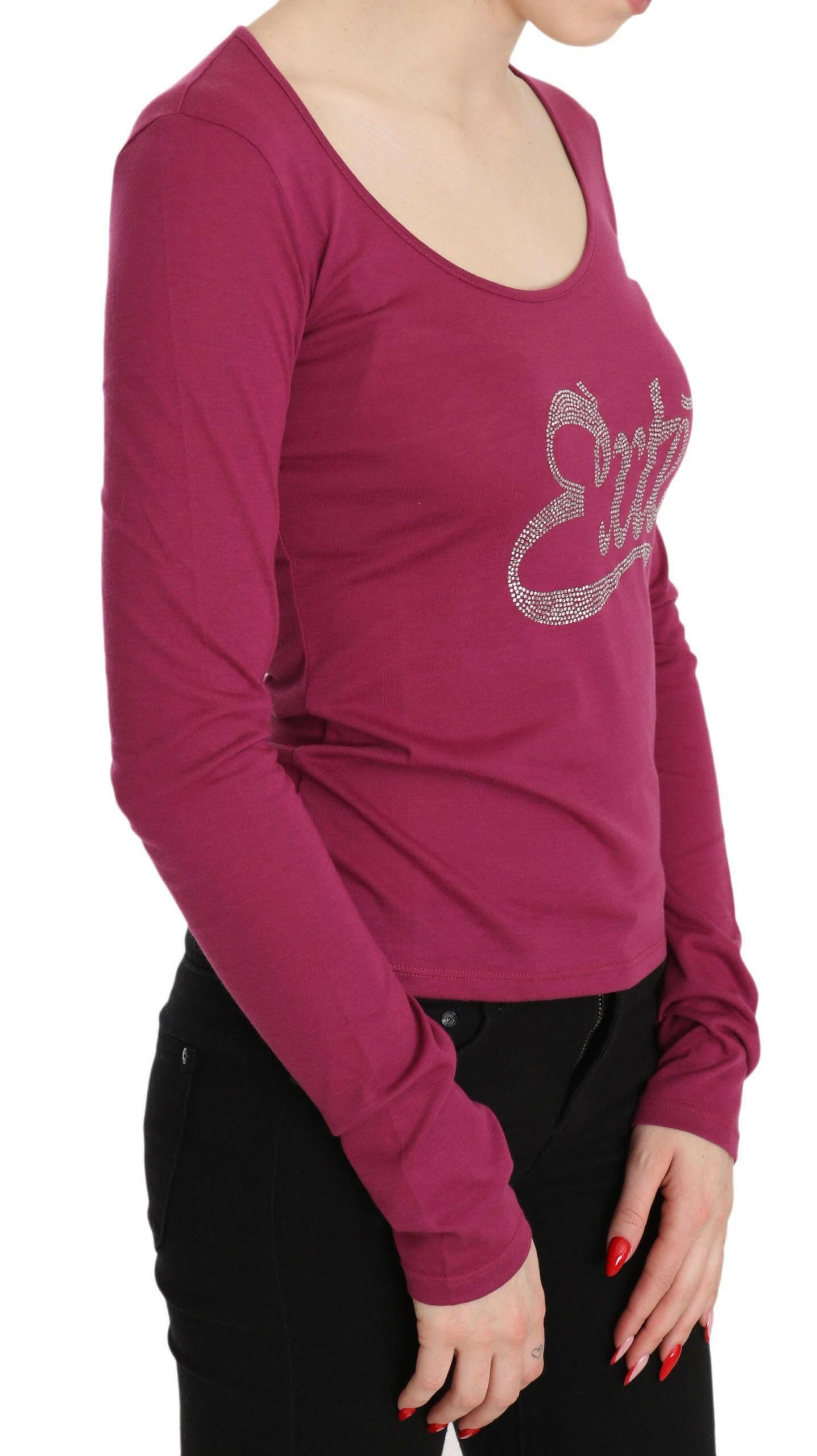 Pink Exte Crystal Embellished Long Sleeve Top -   -  Exte.