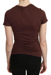 Exte Brown Hearts Printed Round Neck T-shirt Top -   -  Exte.