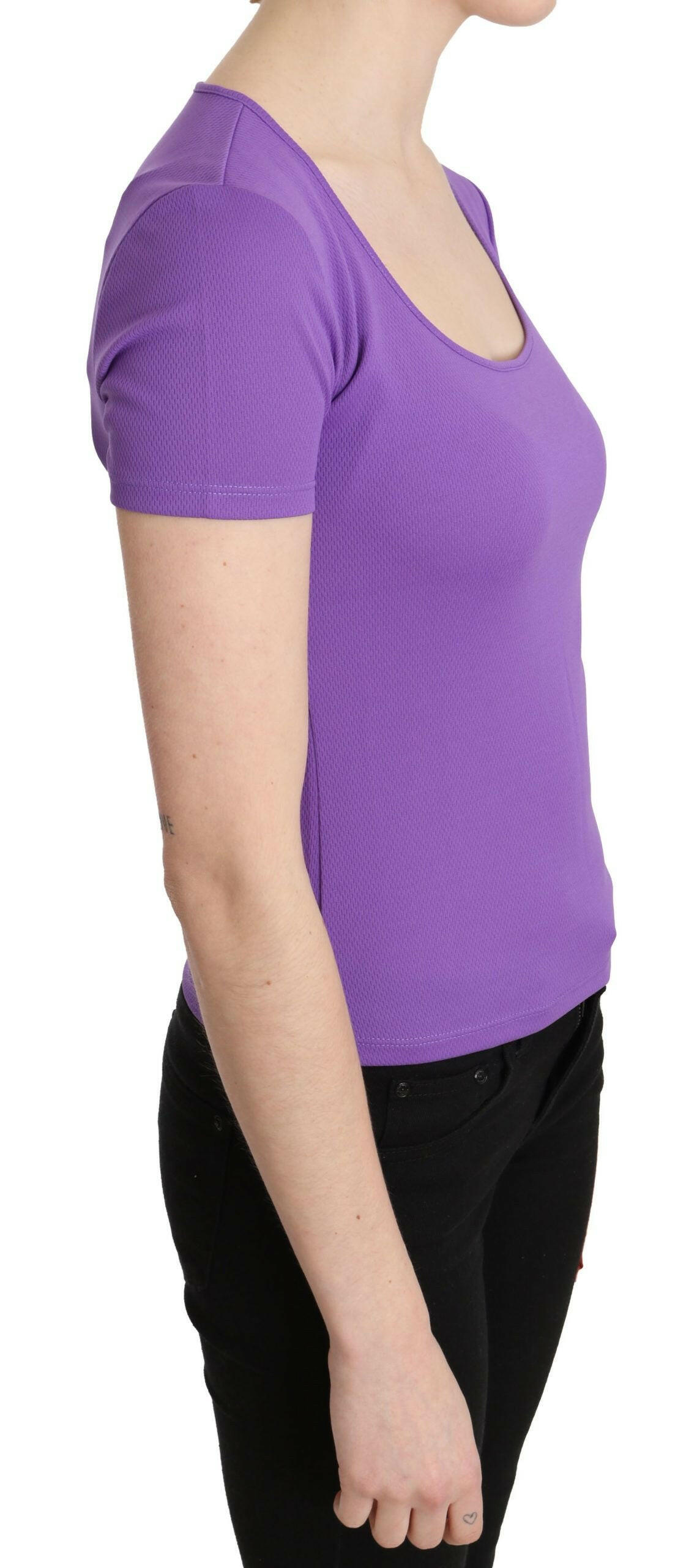 GF Ferre Purple 100% Polyester Short Sleeve Top  Blouse -   -  GF Ferre.