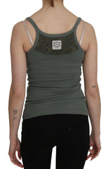 PINK MEMORIES Green Spaghetti Strap Slim Fit Casual Tank Top Blouse -   -  PINK MEMORIES.