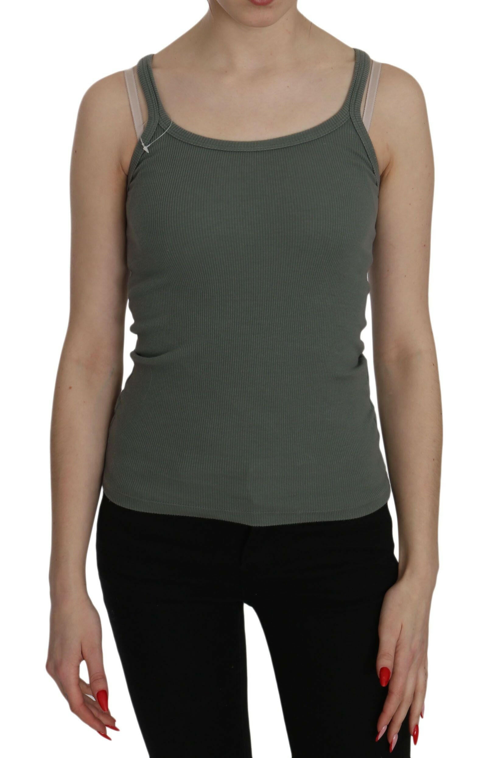 PINK MEMORIES Green Spaghetti Strap Slim Fit Casual Tank Top Blouse -   -  PINK MEMORIES.
