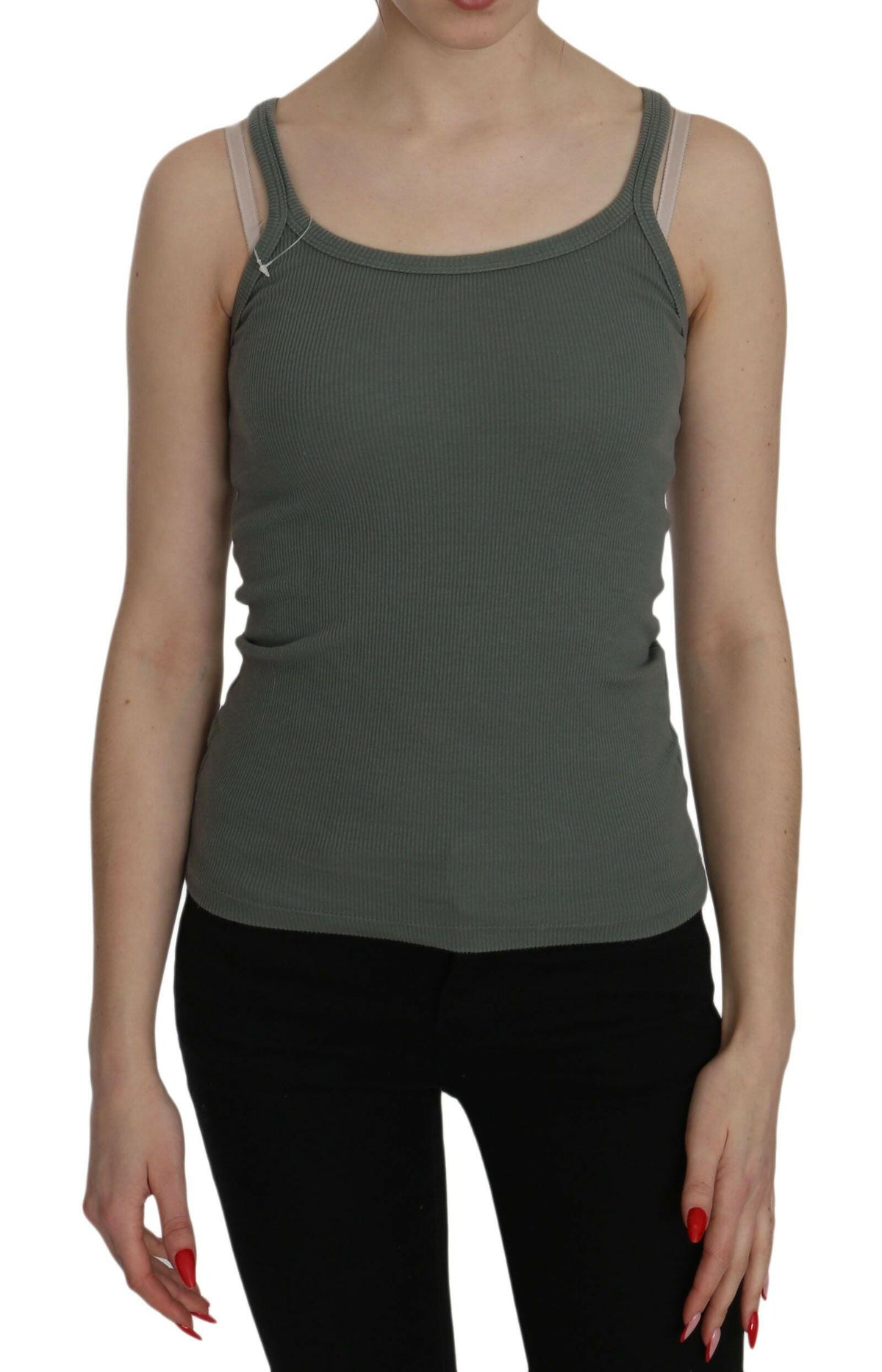 PINK MEMORIES Green Spaghetti Strap Slim Fit Casual Tank Top Blouse -   -  PINK MEMORIES.