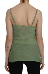 PINK MEMORIES Green Silk Spaghetti Strap Tank Top Blouse -   -  PINK MEMORIES.