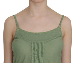 PINK MEMORIES Green Silk Spaghetti Strap Tank Top Blouse -   -  PINK MEMORIES.