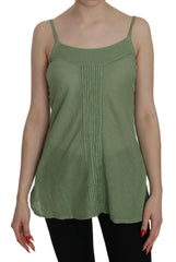 PINK MEMORIES Green Silk Spaghetti Strap Tank Top Blouse -   -  PINK MEMORIES.