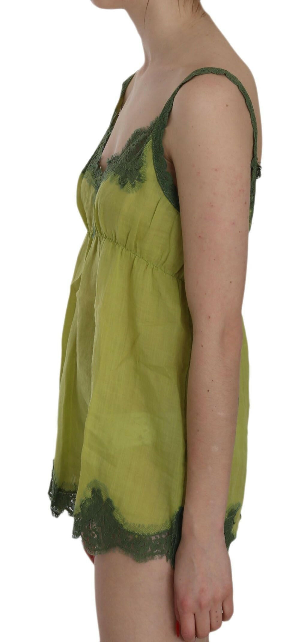 PINK MEMORIES Green Lace Spaghetti Strap Tank Top Blouse -   -  PINK MEMORIES.