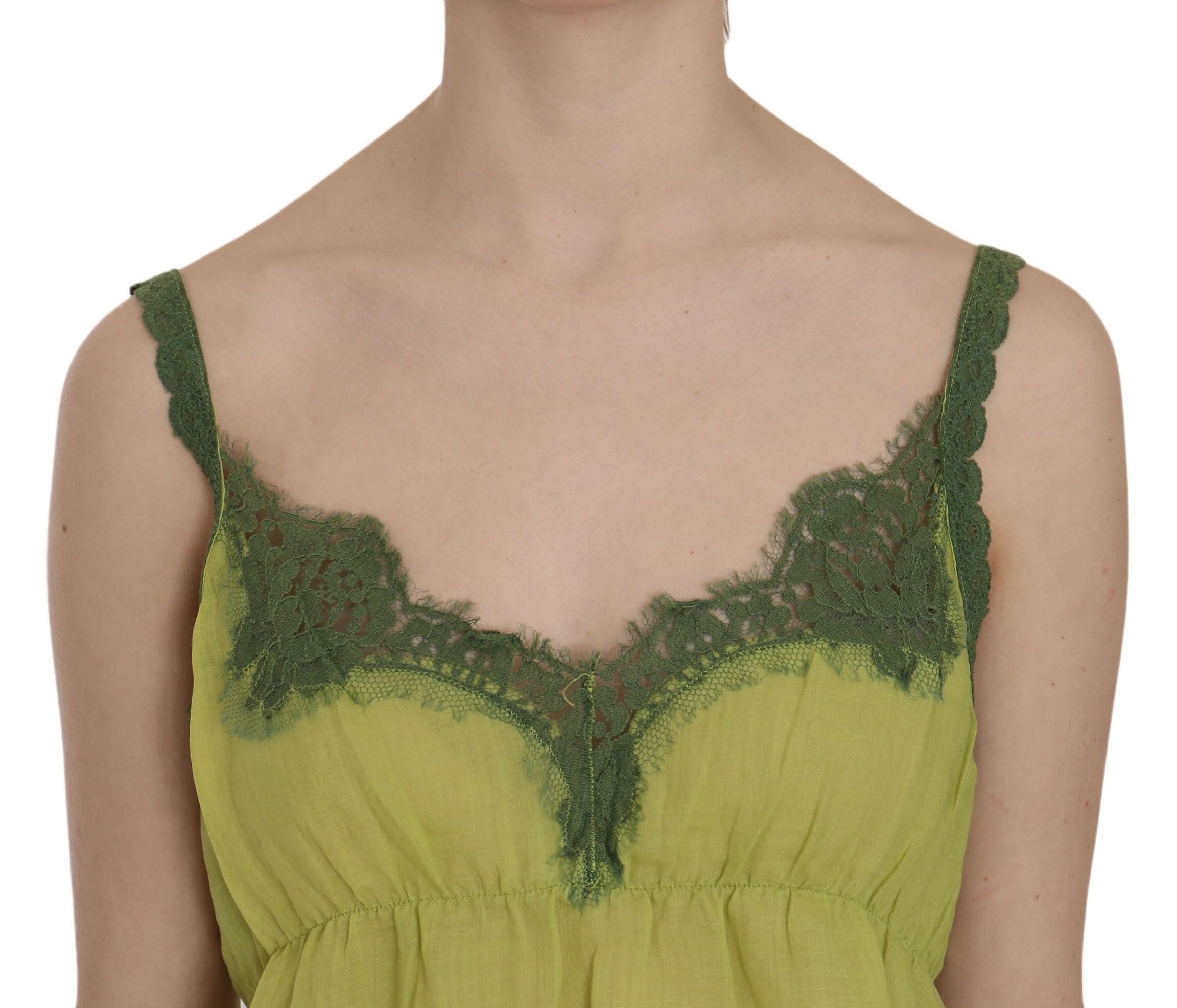 PINK MEMORIES Green Lace Spaghetti Strap Tank Top Blouse -   -  PINK MEMORIES.
