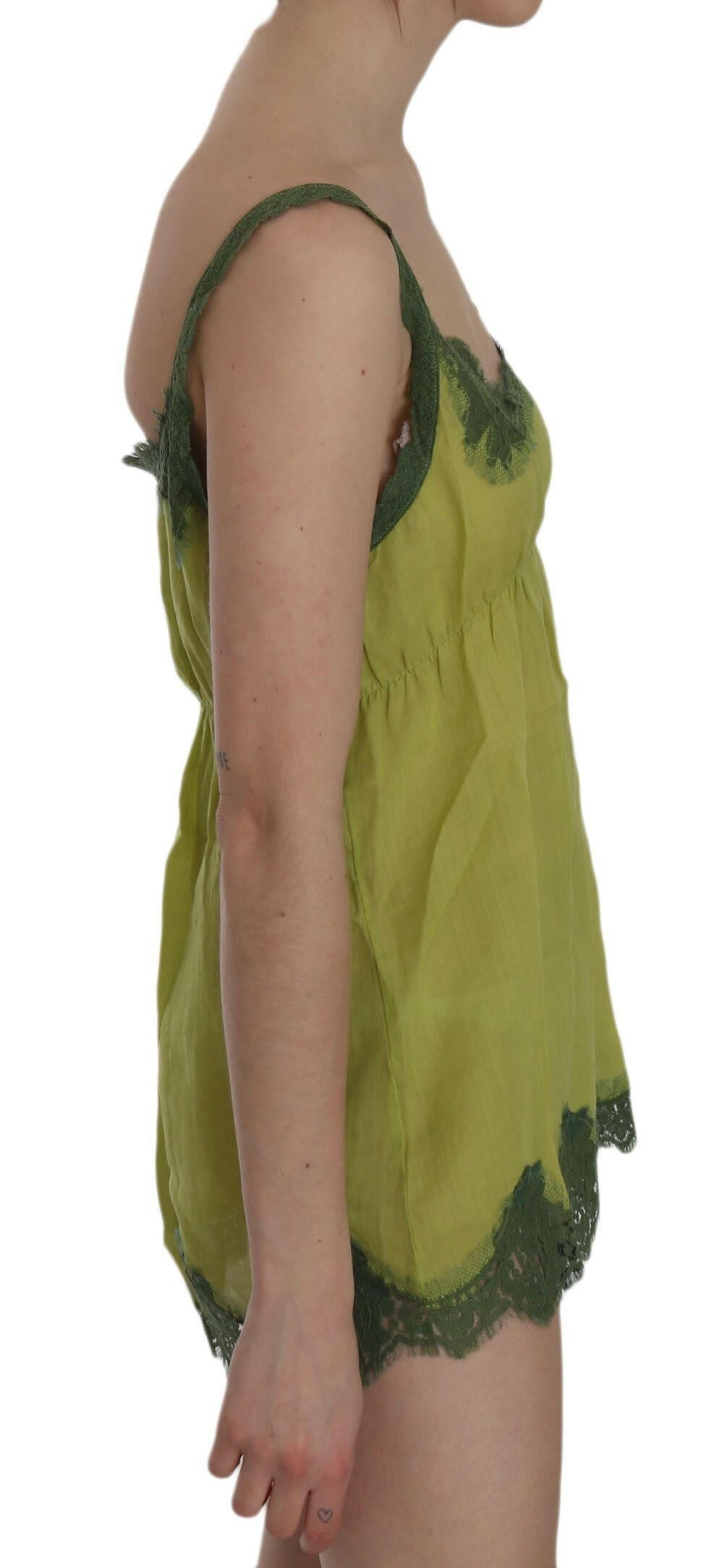 PINK MEMORIES Green Lace Spaghetti Strap Tank Top Blouse -   -  PINK MEMORIES.