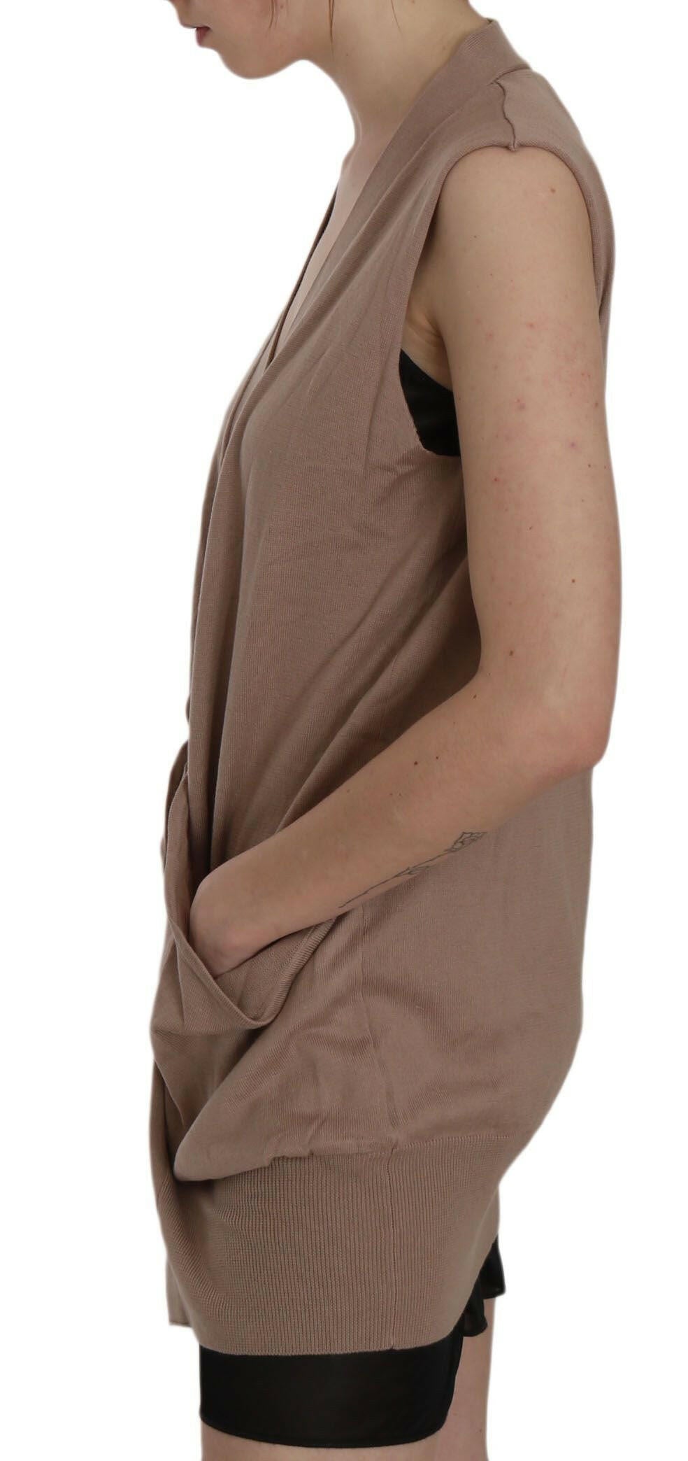 PINK MEMORIES Brown 100% Cotton Sleeveless Cardigan Top Vest -   -  PINK MEMORIES.