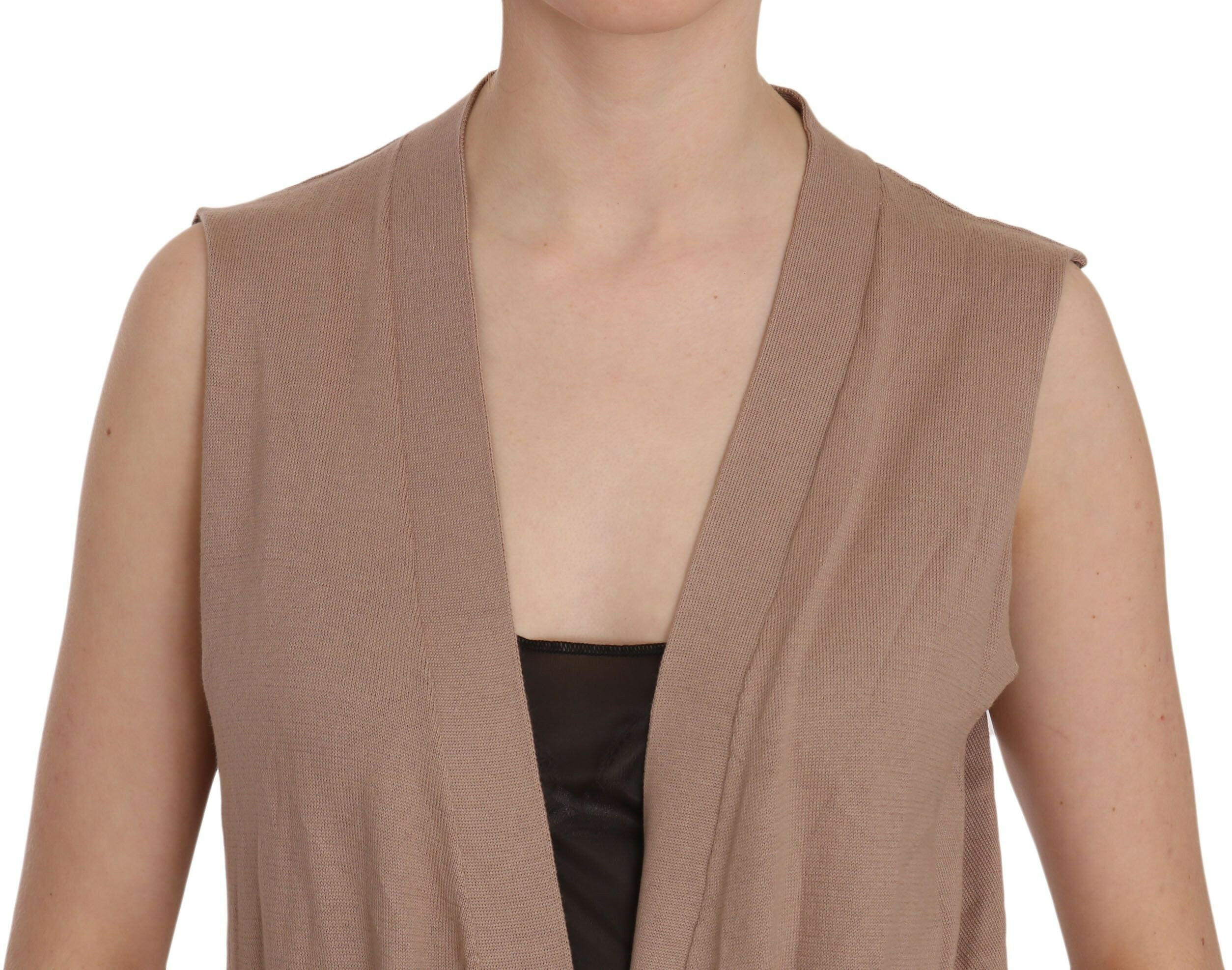 PINK MEMORIES Brown 100% Cotton Sleeveless Cardigan Top Vest -   -  PINK MEMORIES.