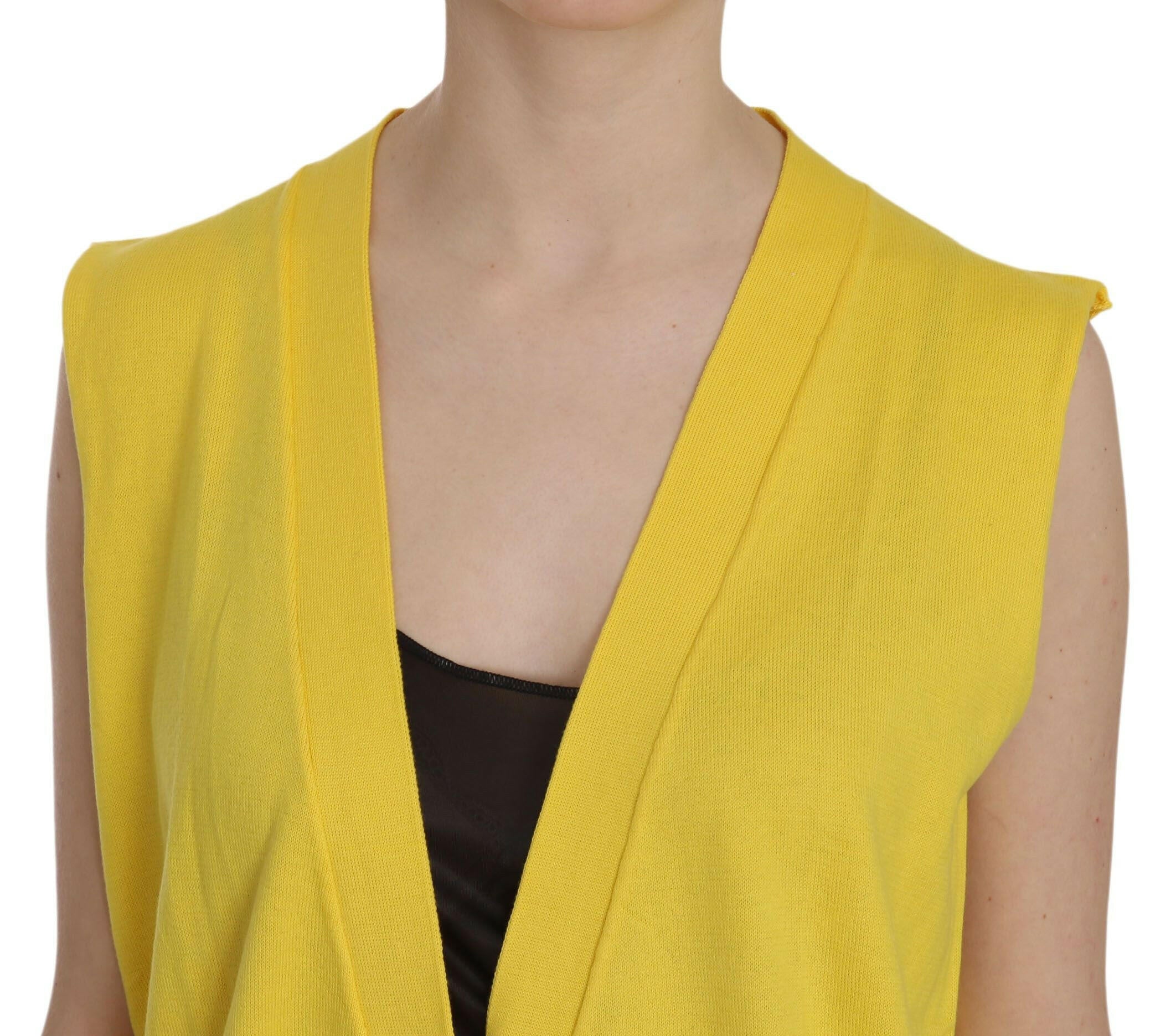 PINK MEMORIES Yellow 100% Cotton Sleeveless Cardigan Top Vest -   -  PINK MEMORIES.