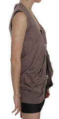 PINK MEMORIES Brown 100% Cotton Sleeveless Cardigan Top Vest -   -  PINK MEMORIES.