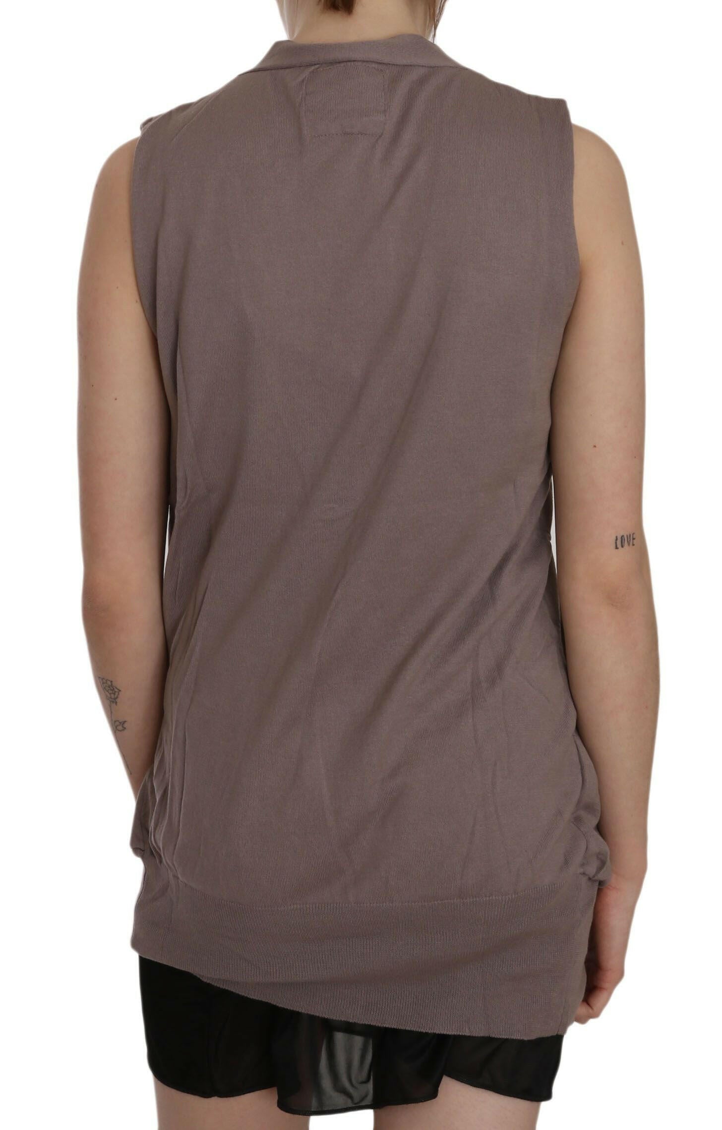 PINK MEMORIES Brown 100% Cotton Sleeveless Cardigan Top Vest -   -  PINK MEMORIES.