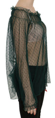 PINK MEMORIES Green Mesh See Through Long Sleeve Top Blouse -   -  PINK MEMORIES.