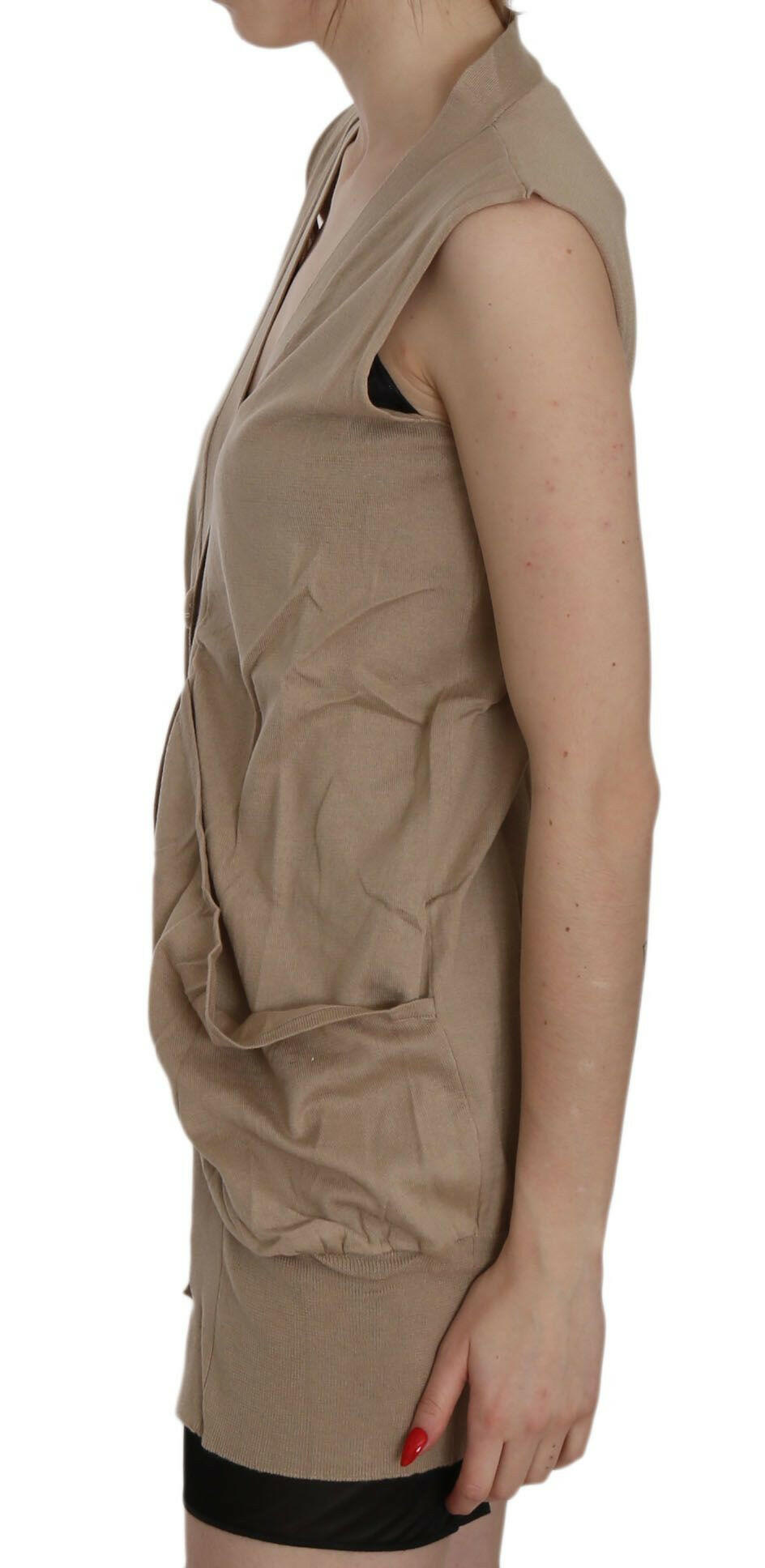 PINK MEMORIES Brown 100% Cotton Sleeveless Cardigan Top Vest -   -  PINK MEMORIES.